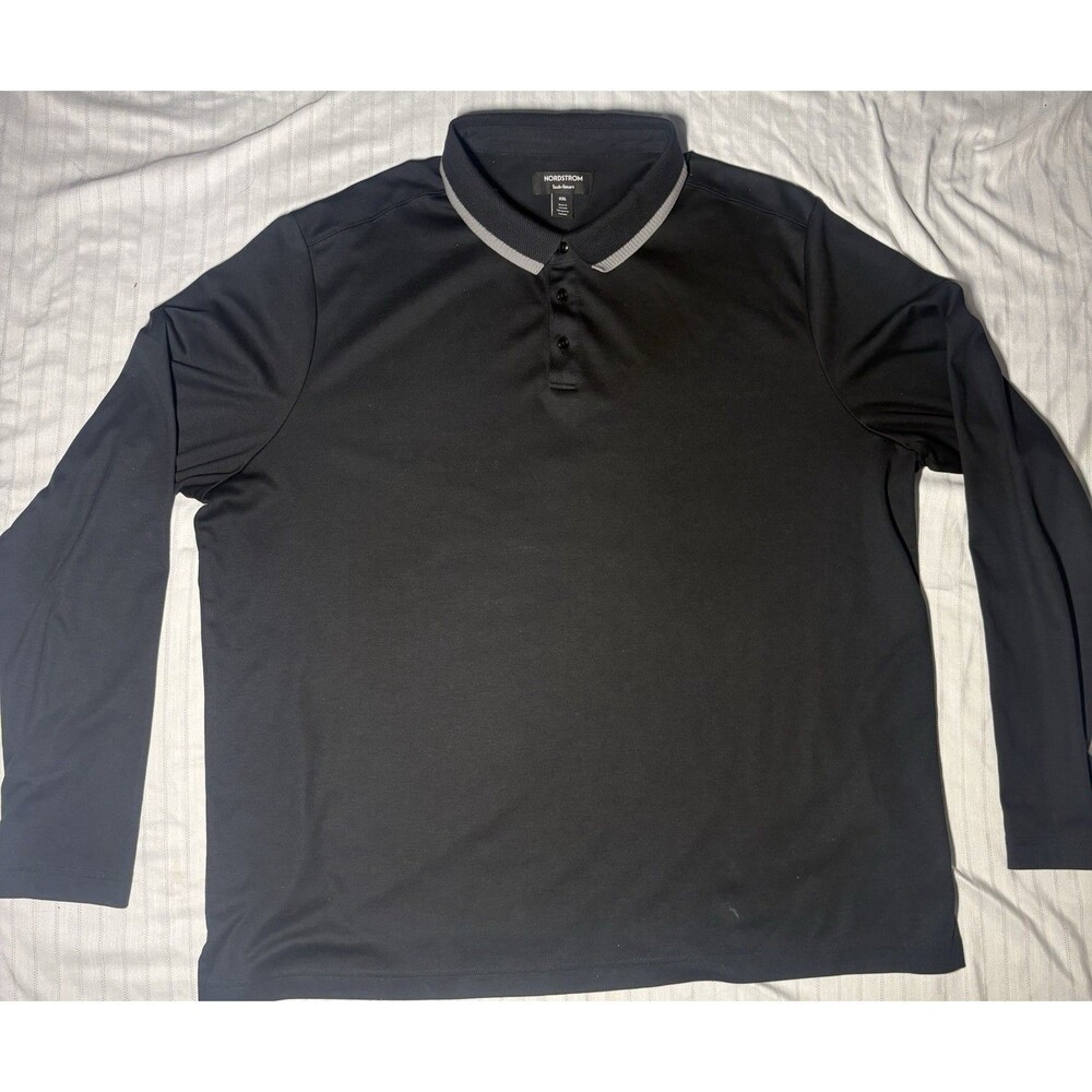 Black Nordstroms Tech-Smart Collared Long Sleeve Sweater Size XXL 100% Cotton